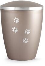 Urna per animali Völsing Elegance Edition, motivo zampe in argento lucido, madreperla fumé, 0,5 L