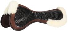 Sottosella Acavallo in memory foam, Gel Grip, piatto, bordo in pelle di agnello, taglia unica, marrone/naturale
