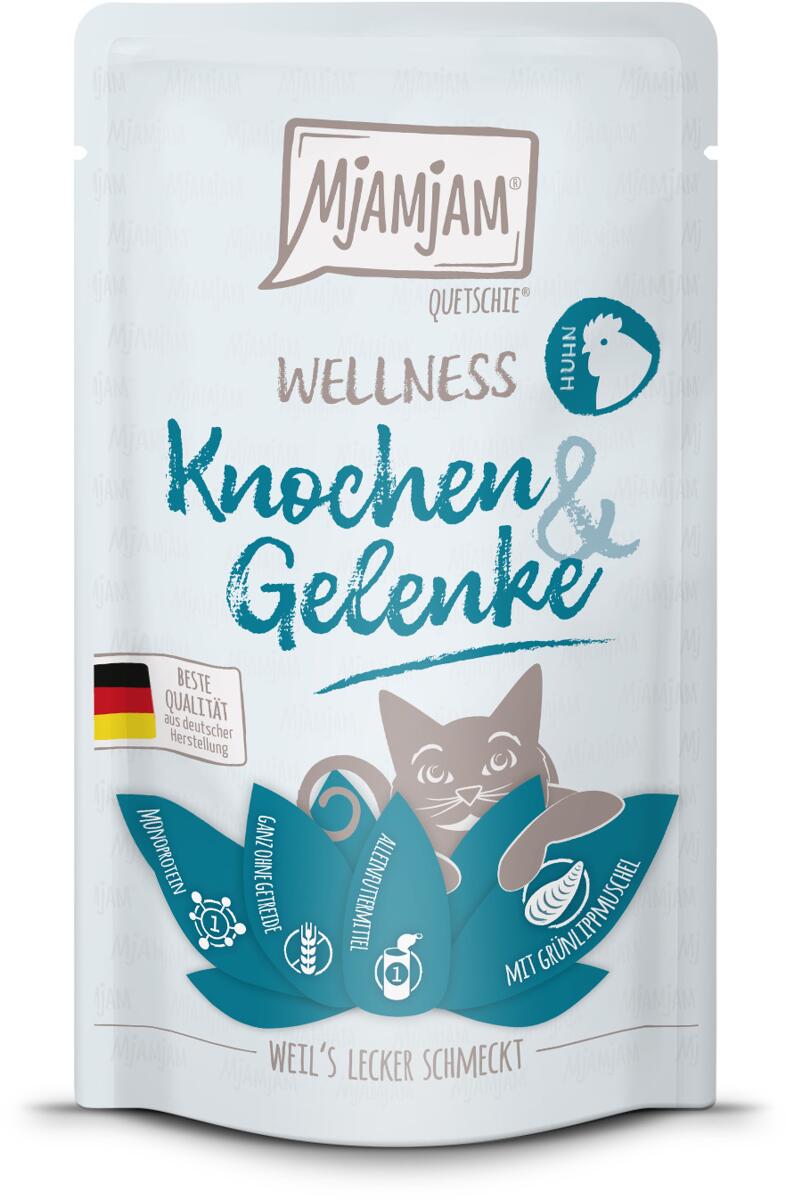 Mjamjam Wellness Knochen & Gelenke Katzenfutter, 12x125g, Huhn