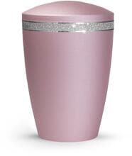 Urna per animali Völsing Glamour Edition, fascia Sparkling Glamour argento, velluto rosé, 2,8 L