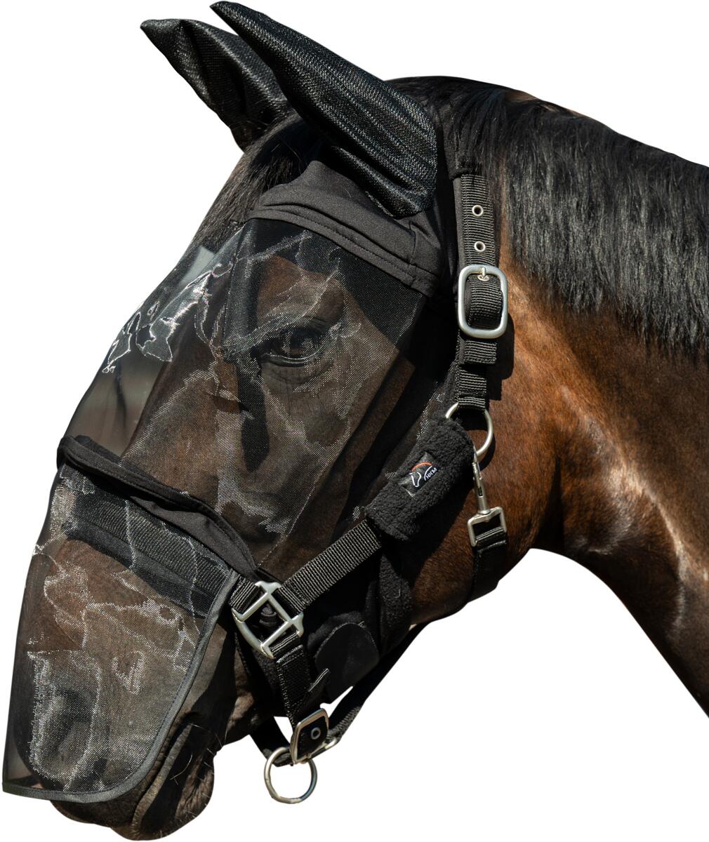 HKM Premium Fliegenschutzmaske mit Nüsternschutz, schwarz, Pony
