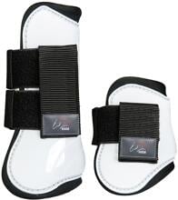 HKM Set di stivali da salto/copristivali, 4 pezzi, bianco/nero, pony