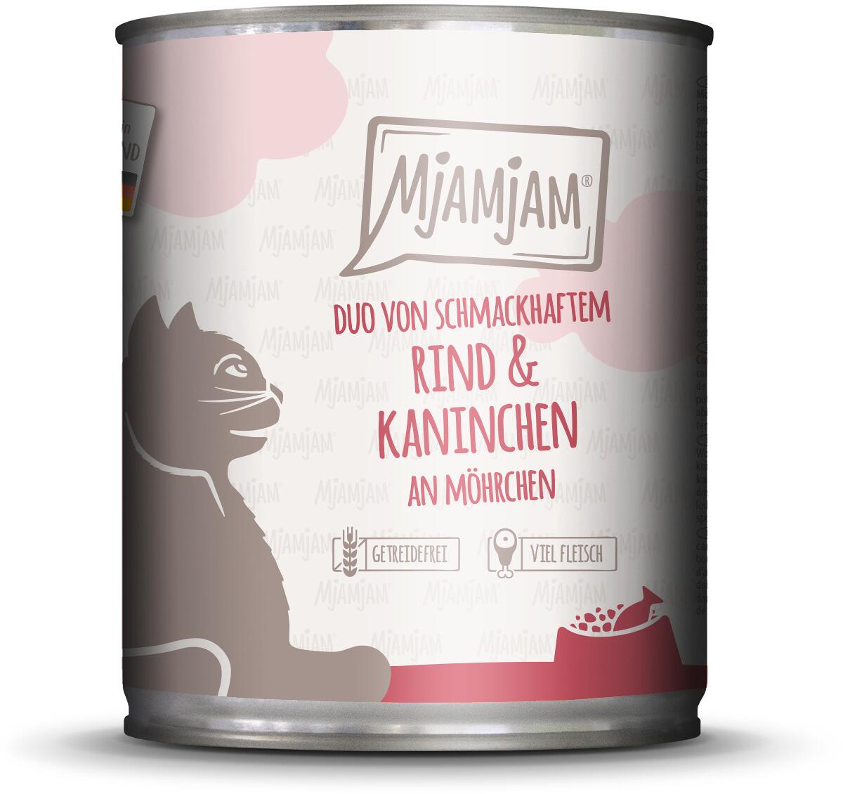 Mjamjam DUO Katzenfutter mit Rind & Kaninchen, 6x800g
