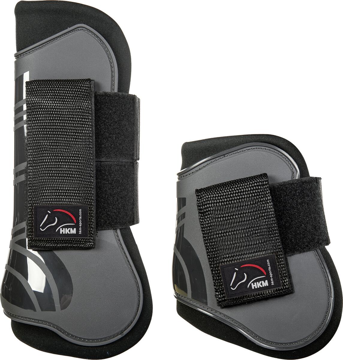 HKM Genua Springgamaschen/Streichkappen Set, 4 Stück, grau/schwarz, Vollblut