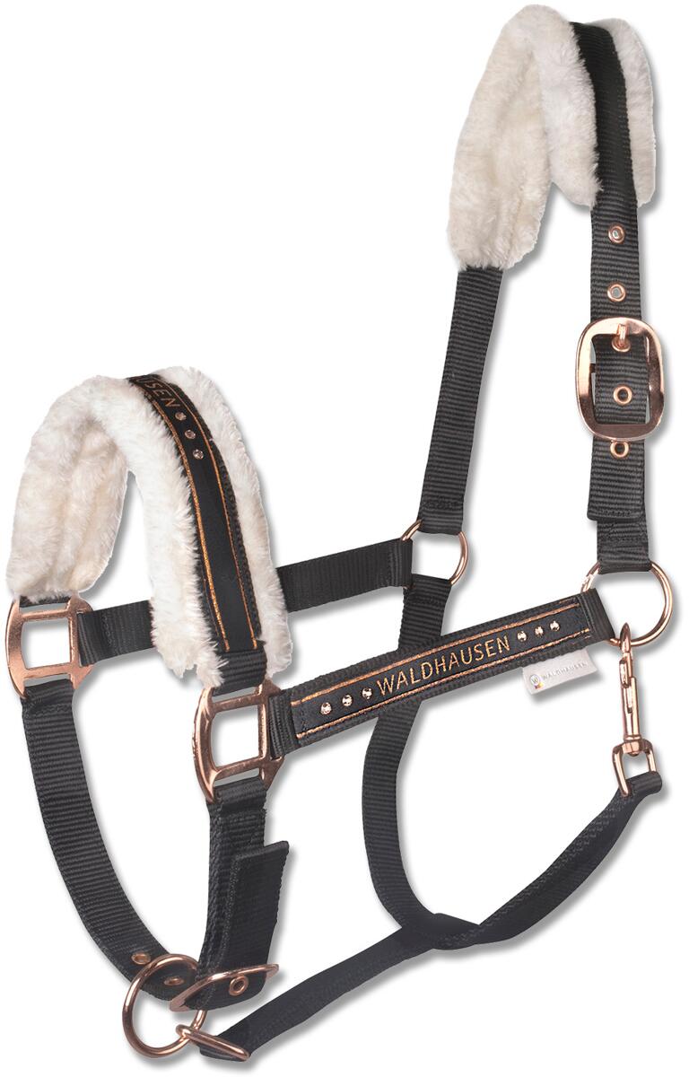 Waldhausen Elegant Halfter, schwarz/roségold, Pony