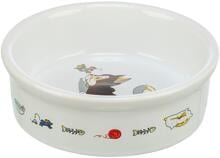 Ciotola Trixie, gatto a fumetti con topo, ceramica, 0,2L/ø12cm, bianco