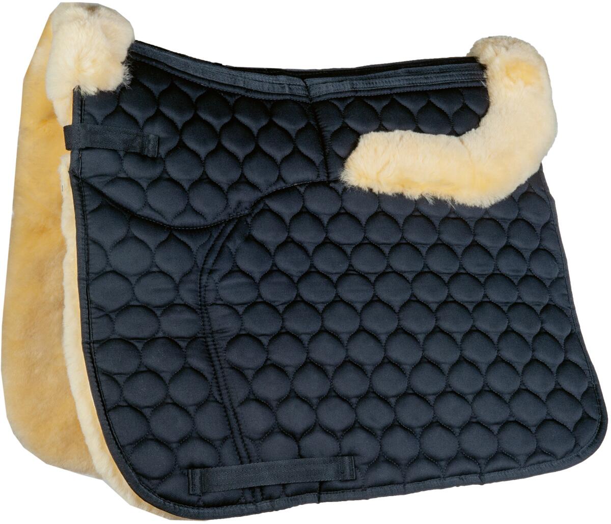 HKM Lammfell-Korrektur-Schabracke, schwarz/natur, Dressur