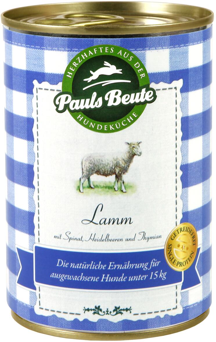 Pauls Beute Adult Small Breed Nassfutter mit Lamm, 6x400g