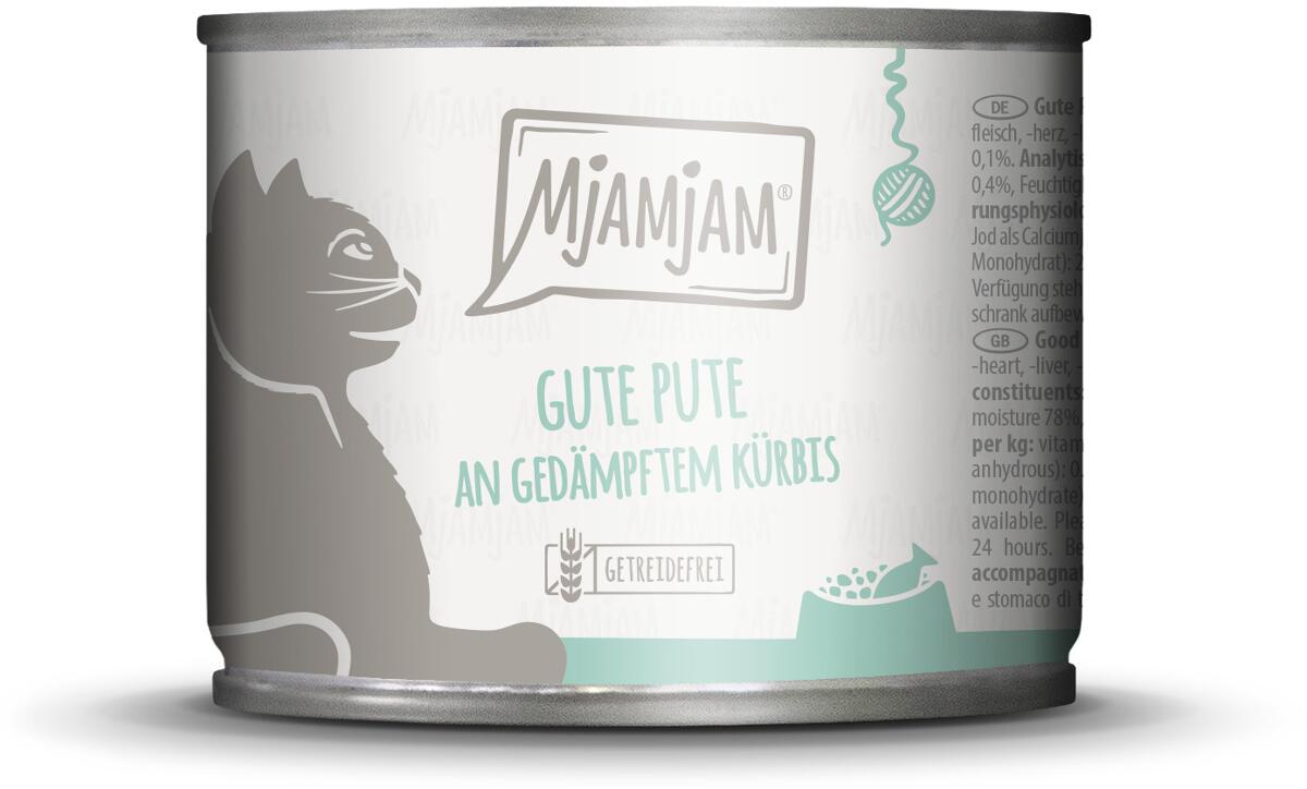 Mjamjam Katzenfutter mit Pute & Kürbis, 6x200g