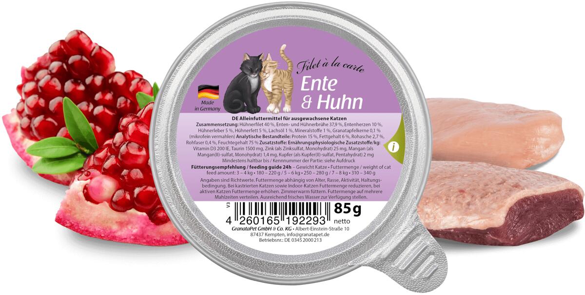 GranataPet Filet à la carte Nassfutter 6x85g, Ente & Huhn
