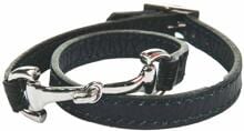 HKM Bit cinturino da polso in pelle, blu scuro
