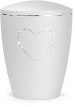 Urna per animali Völsing Elegance Edition, cuore di cristallo, velluto bianco, 0,5 L