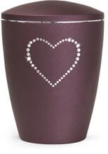 Urna per animali Völsing Elegance Edition, cuore di cristallo, velvet berry, 0,5 L