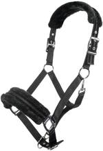 HKM Cavezza in nylon glitterato con imbottitura in pile polare, nero, purosangue