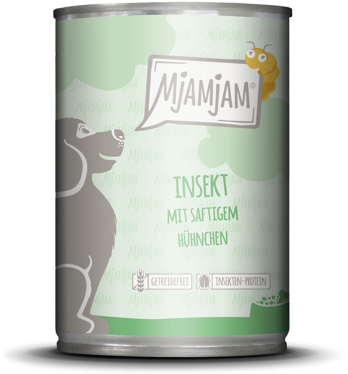 Mjamjam Nassfutter mit Insekten & Huhn, 6x400g
