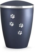 Urna per animali Völsing Elegance Edition, motivo zampe in argento lucido, madreperla blu notte, 0,5 L