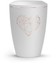 Urna per animali Völsing Karat Edition, cuore geometrico, velluto bianco, 1,5 L