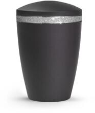 Urna per animali Völsing Glamour Edition, fascia Sparkling Glamour argento, velluto nero, 2,8 L