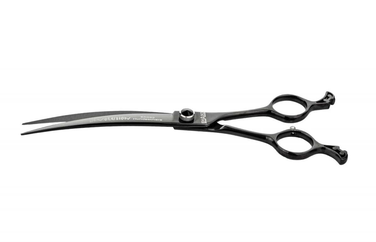 EHASO Revolution Black Titanium Hundeschere, gebogen, 21cm