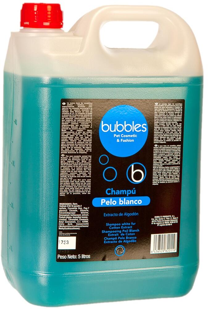 Bubbles Weißes Hundeshampoo mit Baumwollextrakt, 5L