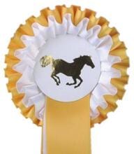 HKM double rosette show bow, gold/white