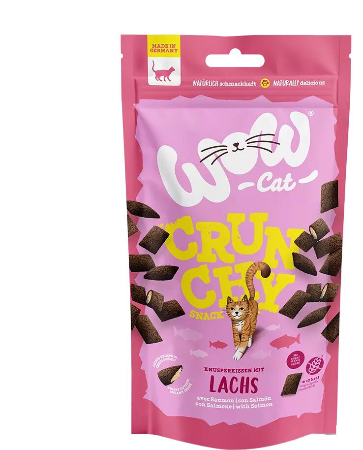 WOW Crunchy Premium Katzensnacks mit Lachs, 60g