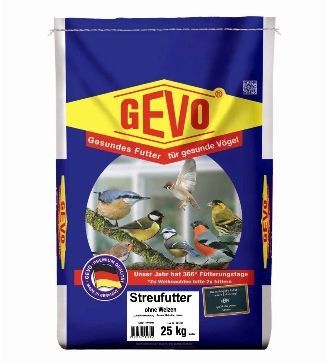 GEVO Streufutter ohne Weizen Vogelfutter, 25kg