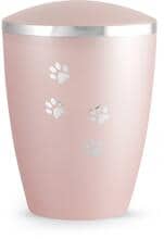 Urna per animali Völsing Elegance Edition, motivo zampe argento lucido, madreperla rosa, 0,5 L