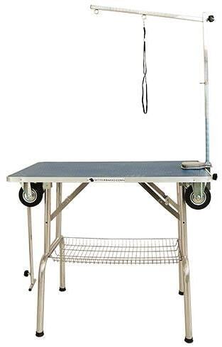 Ibanez Mobiler Trimmtisch | Ausstellungstisch mit Rädern | Tischplatte 95 x 55 cm | schwarz